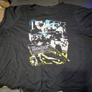 Torrid Black Graphic Tee with Blue and Yellow Design